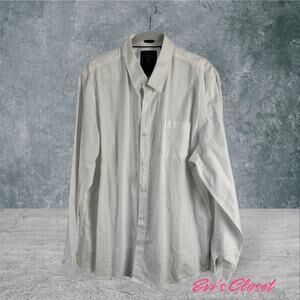 Guess Men's Long Sleeve Shirt Button Up Collared White in White Pattern XXL